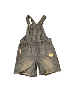 The Childrens Place-TCP-Girls Distressed Overalls-Shortalls-Blue-12-GUC